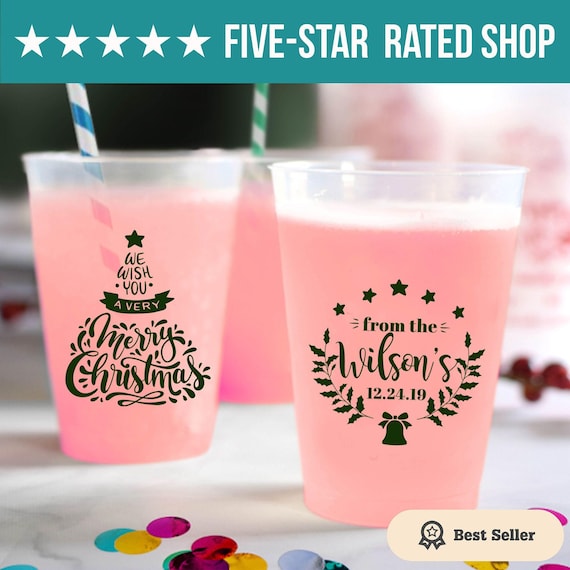 Custom Christmas Party Cups, Custom Christmas Plastic Cups, Frosted Christmas Cups, Custom Christmas Party Beer Cups, Christmas Cups (124)