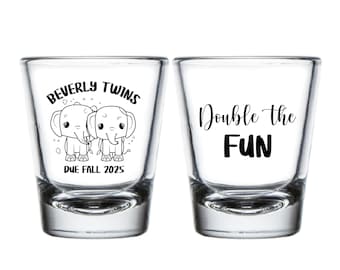 Double The Fun Shot Glass Favors, Twins Baby Shower Shot Glass Favors, Customized Shot Glasses For Twins Baby Shower, Shot Glass Favor (395)