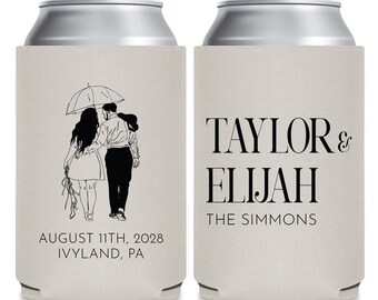 Personalized Portrait Wedding Can Coolers, Custom Can Cooler Wedding Favors, Customized Wedding Favors, Can Coolers for Wedding Favors (429)