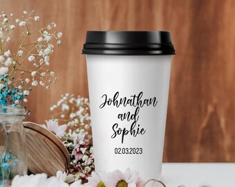 Custom Wedding Coffee Cups, Personalized Drinkware, Unique Wedding Cups, Custom Wedding Hot Chocolate Paper Cups, Cup Wedding Keepsake (324)