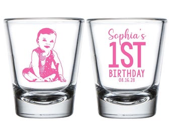Shot Glass 1st Birthday Favors, Customized Shot Glass Birthday Favors, Personalized Shot Glass Beer Hugger, Custom Shot Glass Birthday (355)