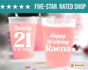 Totally 21 Birthday Frosted Cups, Frosted Cup for 21st Birthday Favor, 21st Birthday Personalized Frosted Cup, 21st Birthday Cup Favor (152)