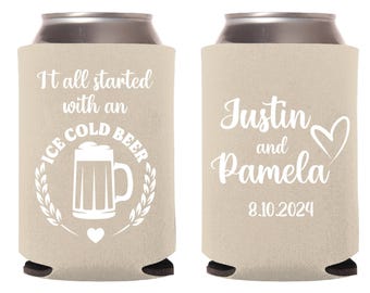 Personalized Can Cooler, Custom Wedding Can Cooler, Can Cooler Favors, Personalized Beer Huggers, Wedding Beer Holders, Stubby Holder (138)