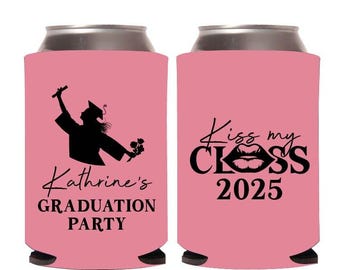 Kiss My Class Can Cooler Favors, Graduation Party Can Cooler Favors, Personalized Graduation Party Beer Huggers, Can Coolers As Favors (392)