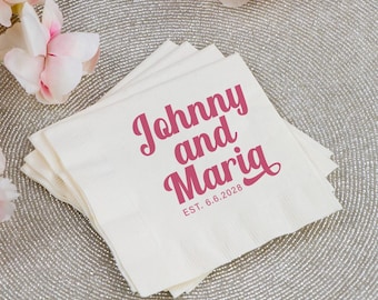 Custom Wedding Napkins, Personalized Napkin Wedding Favors, Customized Wedding Napkin as Favors, Customized Wedding Paper Napkin Favor (459)