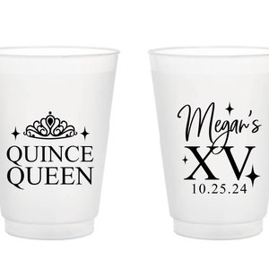 Quinceañera Party Plastic Cups, Quinceañera Frosted Cups, Custom Quinceañera Frosted Cup Favors, Personalized Quinceañera Frosted Cups (317)
