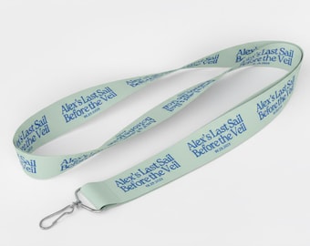 Customized Wedding Lanyard, Mint Lanyard, Nautical Lanyard, Personalized Lanyard, Custom Text Lanyard, Blue Print Lanyard, Sea Lanyard (433)