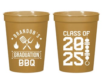 Custom Graduation Barbecue Stadium Cups, Personalized Graduation Bbq Stadium Cup Favors, Customized Graduation Party Stadium Cup Favor (389)