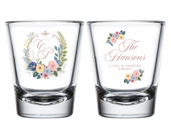 Personalized Wedding Crest Shot Glass Favors, Full Color Wedding Shot Glass, Customized Shot Glasses Wedding Favors, Custom Shot Glass (408)