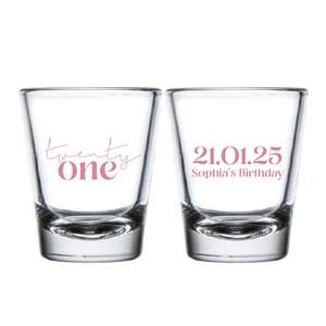21St Birthday Shot Glass Favors, Custom 21St Birthday Shot Glasses, Shot Glasses Favors For 21St Birthday, Twenty One Shot Glass Favor (376)
