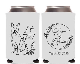 Personalized Pet Wedding Can Cooler Favors, Custom I Do Too Pet Wedding Can Cooler, Dog Wedding Can Cooler Favor, Pet Can Cooler Favor (400)