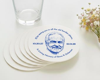 Memorial Coaster Favors, Funeral Coasters, Sympathy Coaster, Custom Memorial Coaster, In Loving Memory Coaster, Custom Funeral Coaster (453)