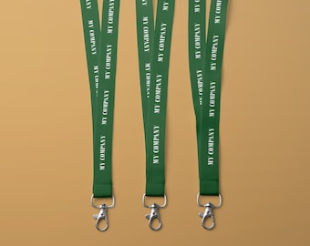 Corporate Lanyard, Business ID Strap, Custom Logo Lanyards, Company Branded Lanyards, Green Lanyard, Custom Promotional Event Lanyards (447)