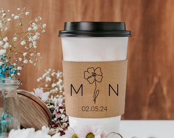 Wedding Coffee Sleeve, Custom Coffee Sleeve, Personalized Wedding Hot Chocolate Sleeve, Wedding Coffee Sleeve Favors, Wedding Keepsake (320)