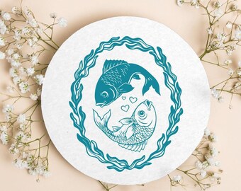 Two Less Fish In The Sea Wedding Coaster, Personalized Coaster, Fish Themed Wedding Coasters, Customized Wedding Coaster, Coaster Favor (27)