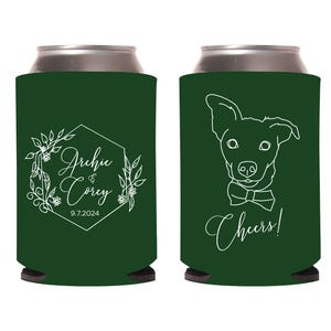 Custom Pet Weeding Can Coolers, Personalized Pet Wedding Can Coolers, Customized Pet Weeding Can Coolers, Pet Wedding Can Cooler Favor (315)