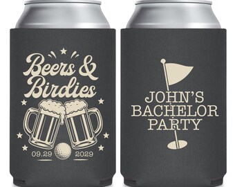 Beers & Birdies Can Coolers, Bachelor Party Can Cooler Favors, Custom Can Coolers Bachelor Party Favors, Personalized Can Cooler Favor (464)