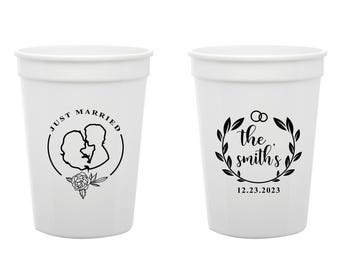 Just Married Wedding Stadium Cup, Just Married Stadium Cup Wedding Favor, Custom Wedding Plastic Cup, Personalized Wedding Stadium Cup (229)