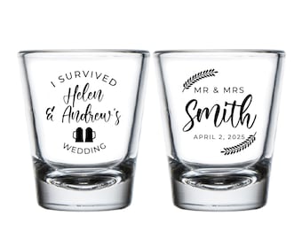 I Survived Wedding Shot Glasses, Personalized Shot Glasses Wedding Favor, Customized Shot Glass Wedding Favor, Custom Shot Glass Favor (402)