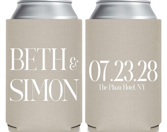 Personalized Wedding Can Cooler Favors, Custom Wedding Can Cooler Favors, Personalized Beer Huggers For Weddings, Can Coolers As Favor (384)