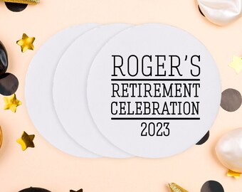 Personalized Retirement Party Coasters, Retirement Coaster Gift, Retirement Favor Coasters, Custom Drink Coasters for Retirement Party (252)
