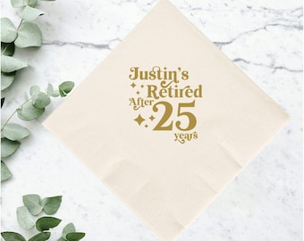 Custom Paper Napkin Retirement Party Favors, Personalized Retirement Napkin Favors, Customized Retirement Celebration Napkin Keepsakes (34)
