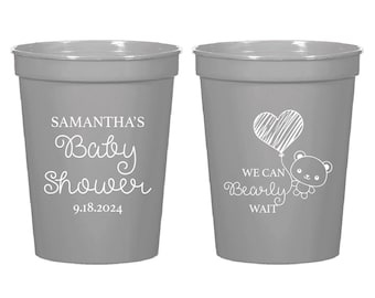Personalized Baby Shower Plastic Cup Favors, Custom Baby Shower Stadium Cups, Personalized Stadium Cups Favor, Baby Shower Stadium Cup (371)