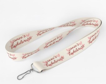 Cream Lanyard, Pink Text Lanyard, Custom Group Travel Lanyard, Event Lanyard, Party Lanyards, Customized Lanyard, Custom Lanyard Favor (435)
