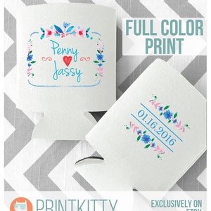 Wedding Can Coolers, Can Coolers, Wedding Coolers, Coolers, Custom Wedding Gifts, Customized FULL COLOR PRINT Wild Flowers Coolers Design