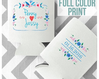 Wedding Can Coolers, Can Coolers, Wedding Coolers, Coolers, Custom Wedding Gifts, Customized FULL COLOR PRINT Wild Flowers Coolers Design