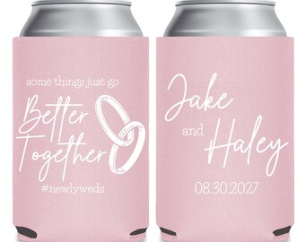 Better Together Can Coolers, Customized Wedding Can Cooler, Personalized Stubby Holder, Cooler Wedding Favor, Beer Hugger, Beer Holder (424)