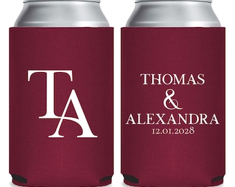 Custom Wedding Can Cooler Favors, Personalized Wedding Can Cooler Favors, Can Coolers For Weddings, Wedding Party Beer Hugger As Favor (379)
