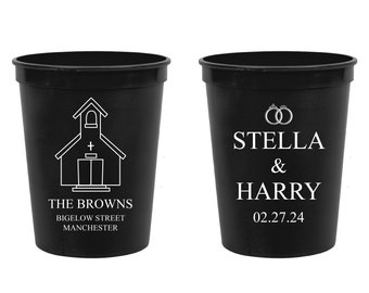 Customized Wedding Stadium Cups as Favors, Beverages Stadium Cups,  Wedding Stadium Cups, Personalized Wedding Cocktail Stadium Cups (305)
