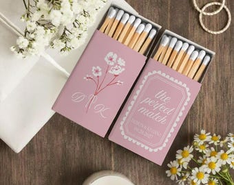 Blush Pink Matches, Floral Matchbox, Wedding Match Favors, Custom Matchbox, Pink Wedding Decor, Personalized Matches, The Perfect Match (10)
