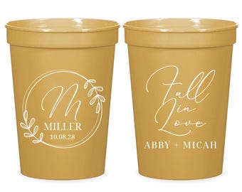 Fall In Love Wedding Stadium Cups, Frosted Plastic Cups, Plastic Wedding Stadium Cups, Plastic Stadium Wedding Cups, Wedding Cups (414)