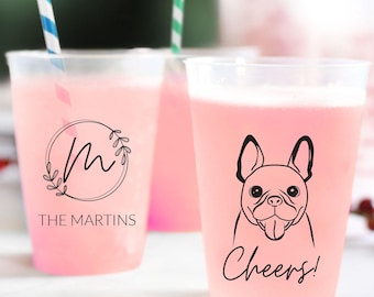 Frosted Cup Wedding Favors, Personalized Pet Wedding Frosted Cup, Customized Frosted Drinkware as Pet Wedding Favor, Plastic Cup Favor (358)