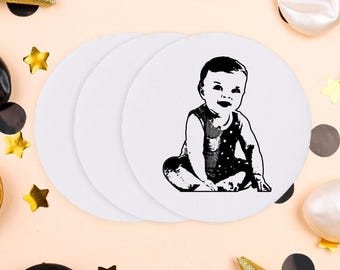 Personalized First Birthday Coasters, Custom Coaster Favors & Gifts, Custom First Birthday Coasters, First Birthday Coasters as Favors (355)