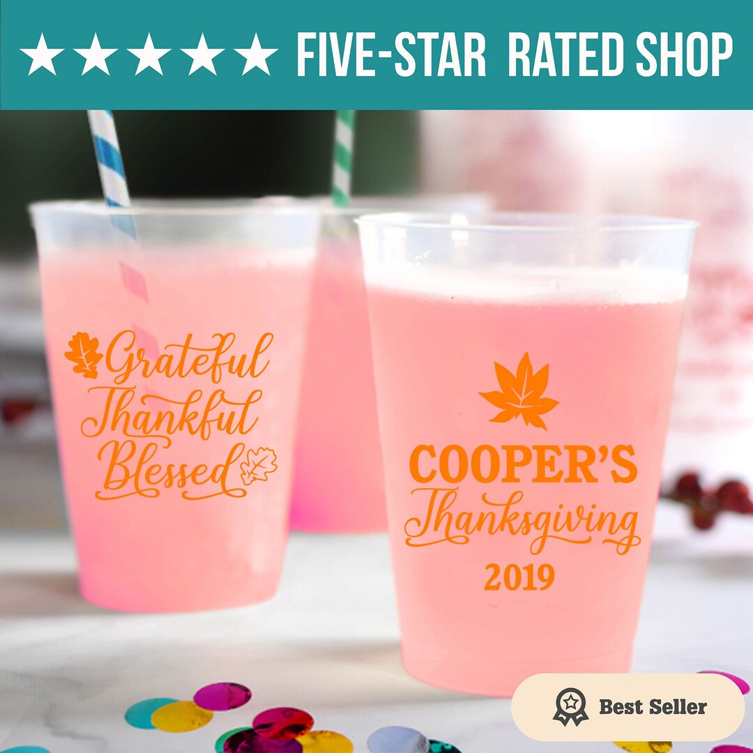 Thanksgiving Plastic Frosted Cups, Personalized Thanksgiving Frosted