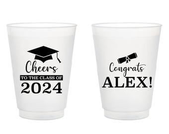 Graduation Frosted Cups, Custom Graduation Frosted Cups, Personalized Graduation Plastic Cups, Custom Graduation Party Frosted Cups (357)