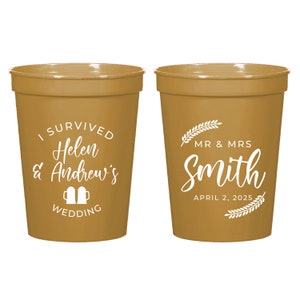 I Survived Wedding Stadium Cups, Personalized Stadium Cups Wedding Favors, Custom Stadium Cups Wedding Favor, Custom Stadium Cup Favor (402)