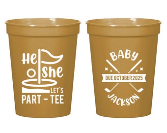He Or She Let'S Partee Gender Reveal Stadium Cup Favors, Custom Golf Gender Reveal Stadium Cup Favors, Custom Baby Shower Stadium Cups (396)