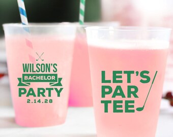 Bachelor Party Frosted Cup Favor, Lets Par-Tee Bachelor Party Plastic Cup, Personalized Bachelor Party Frosted Cup, Custom Frosted Cup (238)