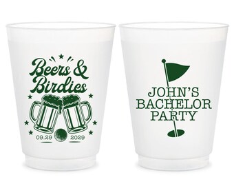 Beers & Birdies Frosted Cups, Bachelor Party Frosted Cup Favor, Custom Frosted Cups Bachelor Party Favor, Customized Frosted Cup Favor (464)