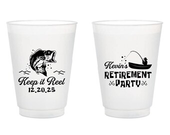 Keepin It Reel Retirement Party Frosted Cup, Customized Retirement Party Fishing Frosted Cup, Custom Frosted Cups For Retirement Party (397)