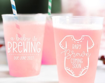 Personalized Frosted Cups Favor, Baby Shower Frosted Cups, Custom Baby Shower Frosted Cup, Personalized Baby Shower Plastic Cup Favors (410)