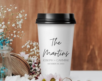 Personalized Wedding Paper Cups, Custom Coffee Cups, Unique Drinkware, Customized Paper Cup Favor, Customized Coffee Cup Wedding Favor (330)
