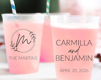 Custom Wedding Plastic Cups, Personalized Frosted Cup, Customized Plastic Wedding Drinkware, Customized Wedding Cups, Personalized Cup (176)