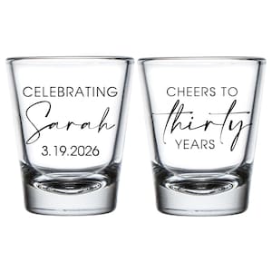 Personalized 30th Birthday Shot Glasses, Custom Birthday Shot Glass Favors, Customized 30th Birthday Shot Glass Favors, Custom Favors (166)