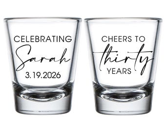 Personalized 30th Birthday Shot Glasses, Custom Birthday Shot Glass Favors, Customized 30th Birthday Shot Glass Favors, Custom Favors (166)