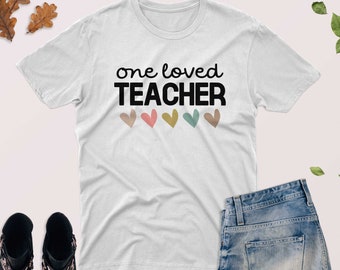 One Love Teacher's Shirt, Valentine's Day Shirt, Gift for Him,Gift for Her, Cute Valentines Day Tee, Valentines Day Shirt, Couple Gift (66)
